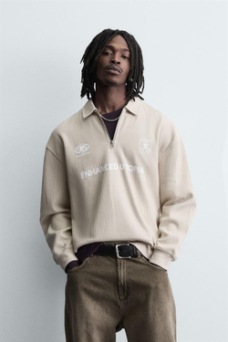 ZARA ПОЛО В РУБЧИК, ЭКРЮ