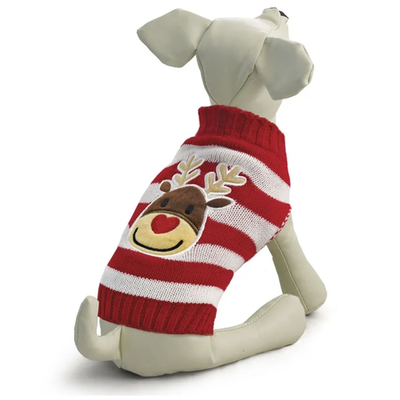 Свитер  "оленёнок" m, красно-белый, размер 30см, triol