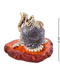 Народные промыслы AM- 651 Фигурка «Сова с саксофоном» (латунь, янтарь)