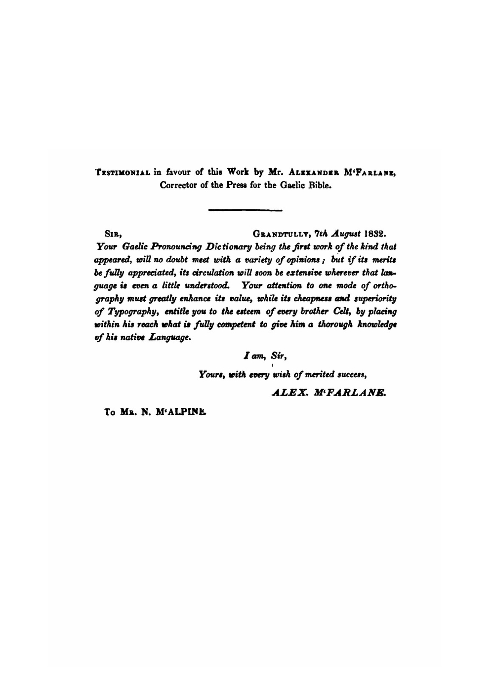 A Pronouncing Gaelic Dictionary. To Which Is Prefixed A Concise But Most Comprehensive Gaelic Grammar | MacAlpine Neil