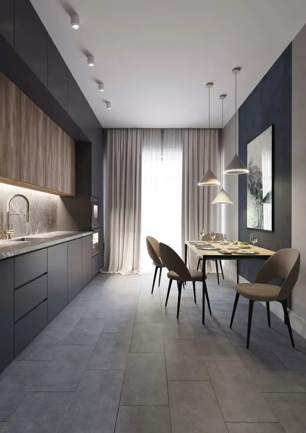 Кварц-винил SPC AlixFloor Stone Line 4 мм Камень Темно-Серый 1.861 м2