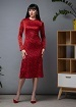 07-01-23 FW Платье из тонкого принтованного крепа красное с чёрным