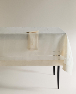Zara Home скатерть из льна, ажурная отделка, 250 170 см
