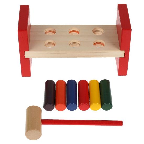 Развивающая игрушка из дерева «Синий трактор. Стучалка» в кор. Буратино