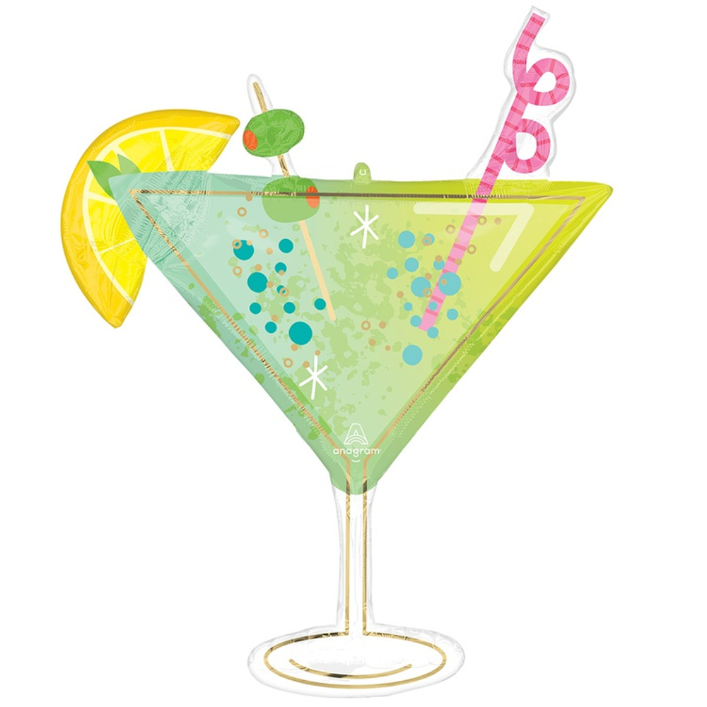 Купить фигурный шарик с гелием в виде бокала с коктейлем недорого