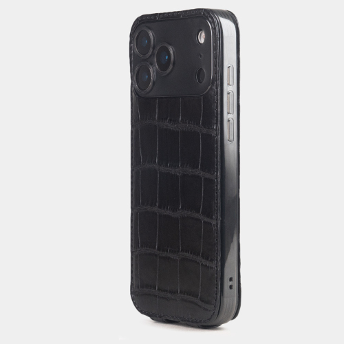 Чехол для iPhone 17 Pro - кожа аллигатора, черный