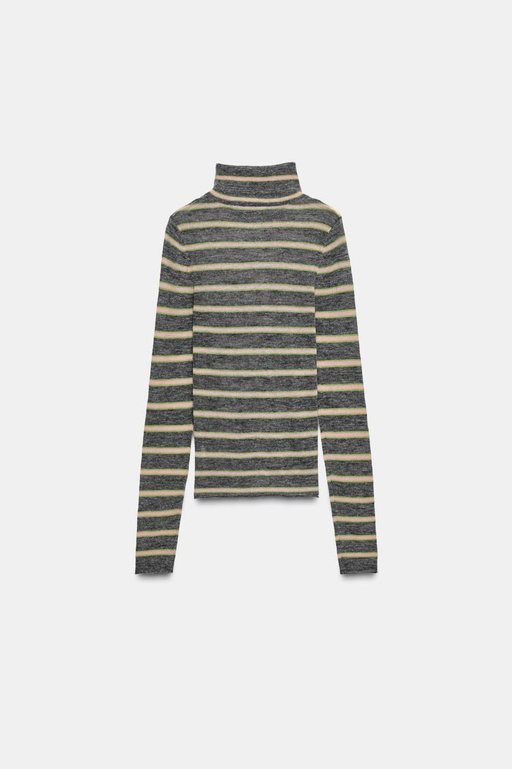 ZARA СВИТЕР В ПОЛОСКУ ИЗ ТОНКОГО ТРИКОТАЖА, РАЗНОЦВЕТНЫЙ