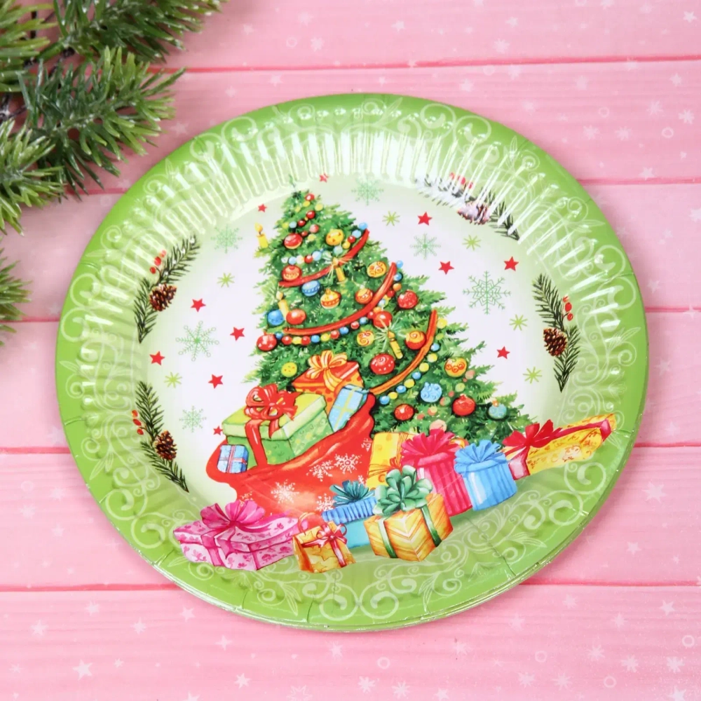 Тарелка бумажная 18 см в наборе 10 шт «Нарядная красавица»