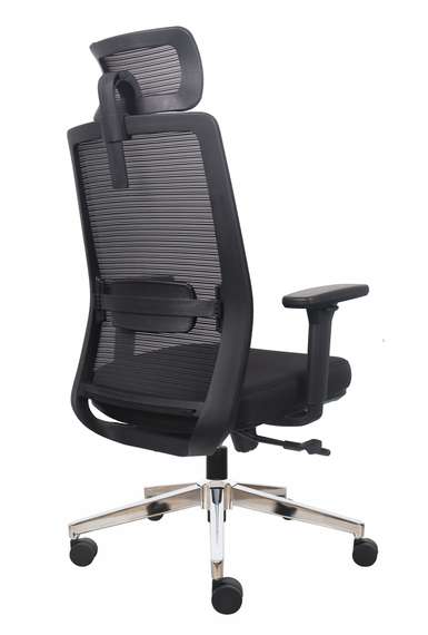 Кресло офисное Норден / Райт блэк / Right black / черная сетка / черная ткань /хром база