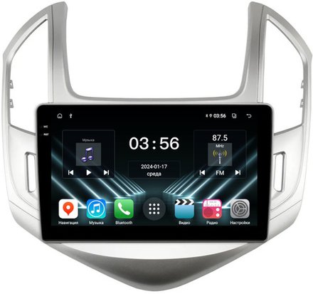 Магнитола для Chevrolet Cruze 1 2012-2015 (рамка серебро) - FarCar DX261M монитор 9.5" IPS на Android 13, 4+64Гб, CarPlay