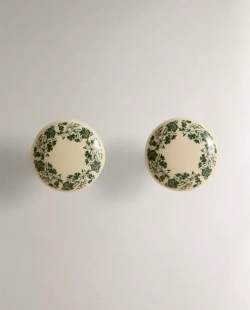 ZARA HOME НАБОР МЕБЕЛЬНЫХ РУЧЕК ИЗ КЕРАМИКИ «ЦВЕТОК» (2 ШТ.), ЗЕЛЕНЫЙ