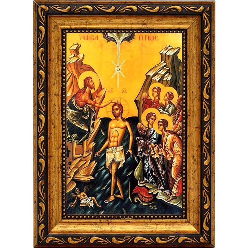 Крещение Господне (Богоявление). Икона на холсте.
