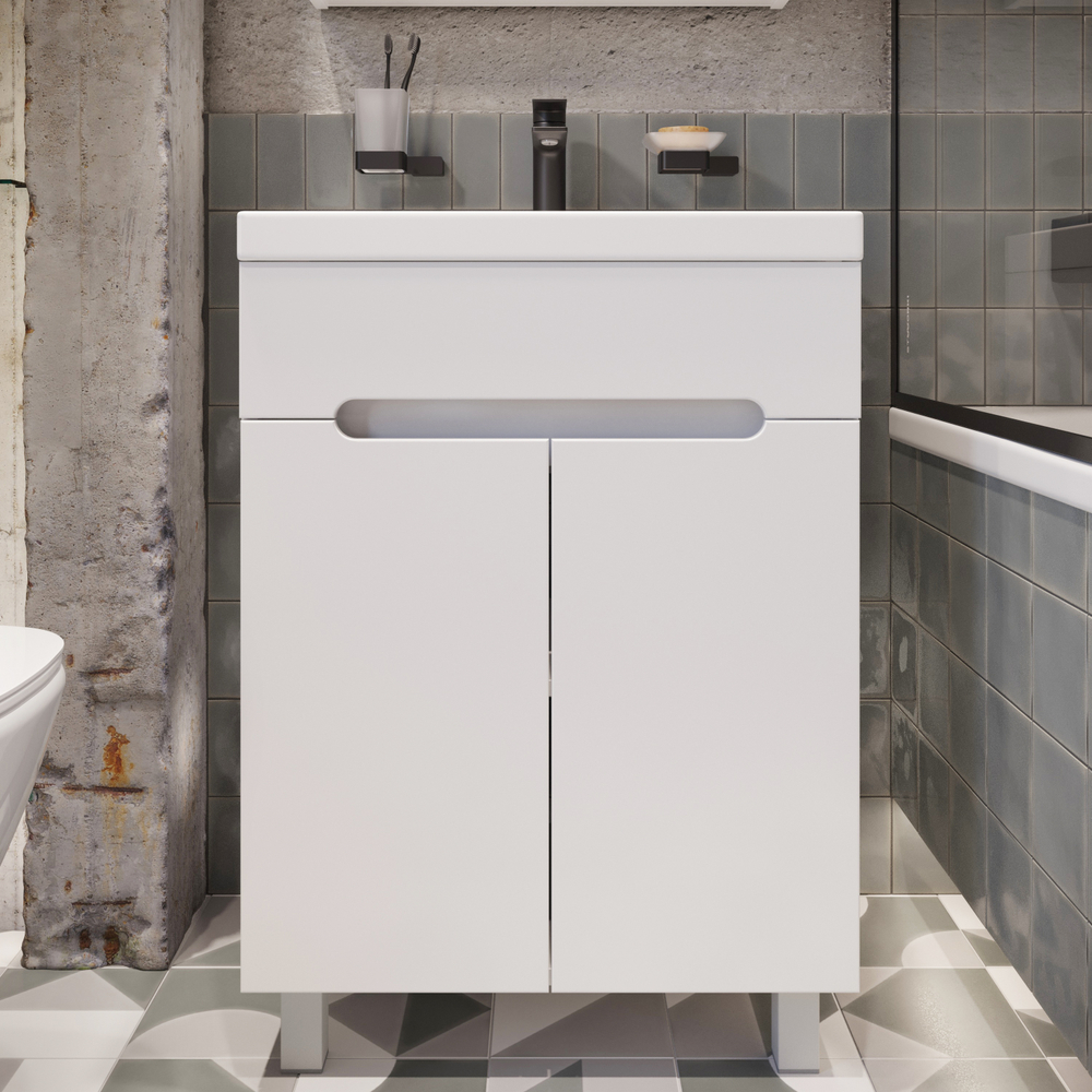 Тумба под раковину без столешницы DIWO Коломна 60 напольная, глянцевая белая
