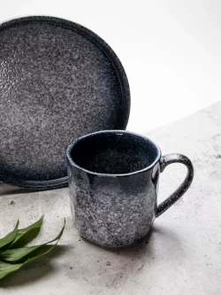 Набор посуды столовой: кружка, тарелка 25,3 см. Синий песок