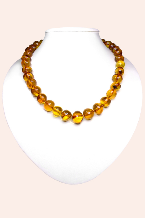 Бусы янтарные мятый шар
