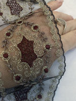 кружево на сетке вышивка шелк/хлопок (Франция) ш-7,5 см цена за 1м