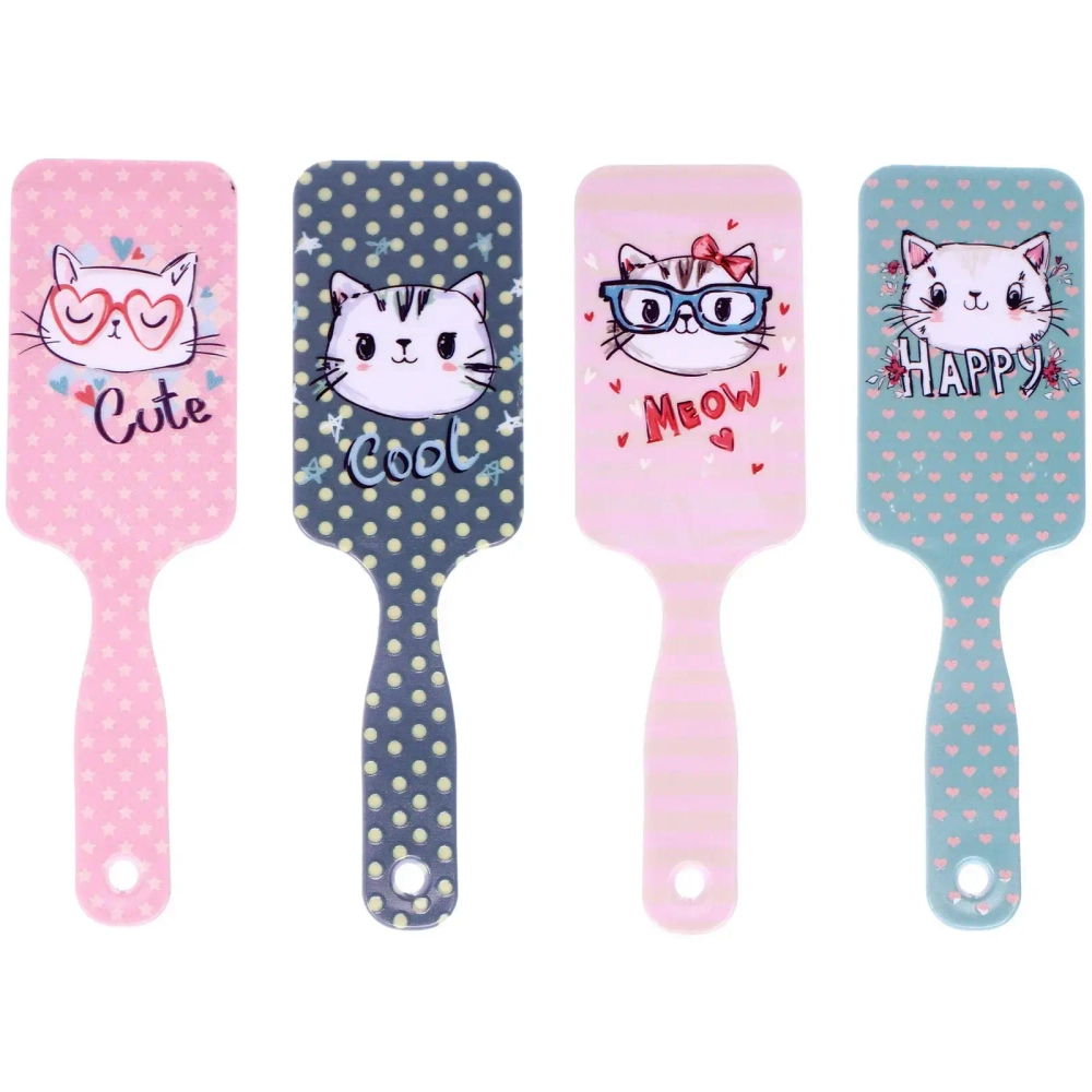 Расческа массажная детская «КОТИКИ», микс 4 дизайна, 16*8см (пакет с подвесом)●