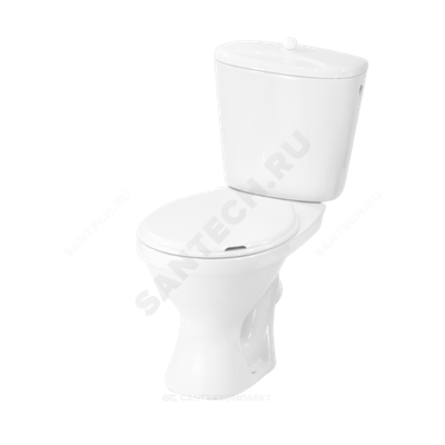 Унитаз-компакт косой выпуск боковой подвод с арматурой слив шток с сиденьем ПВХ белый Универсал (М) Лобненский стройфарфор 10/1/5/3-7
