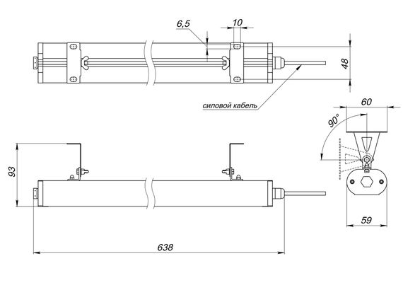 Свет-к св/диод Леда Мини 30W 5000К 3950Лм 600мм IP65 диффузный крепление настенное