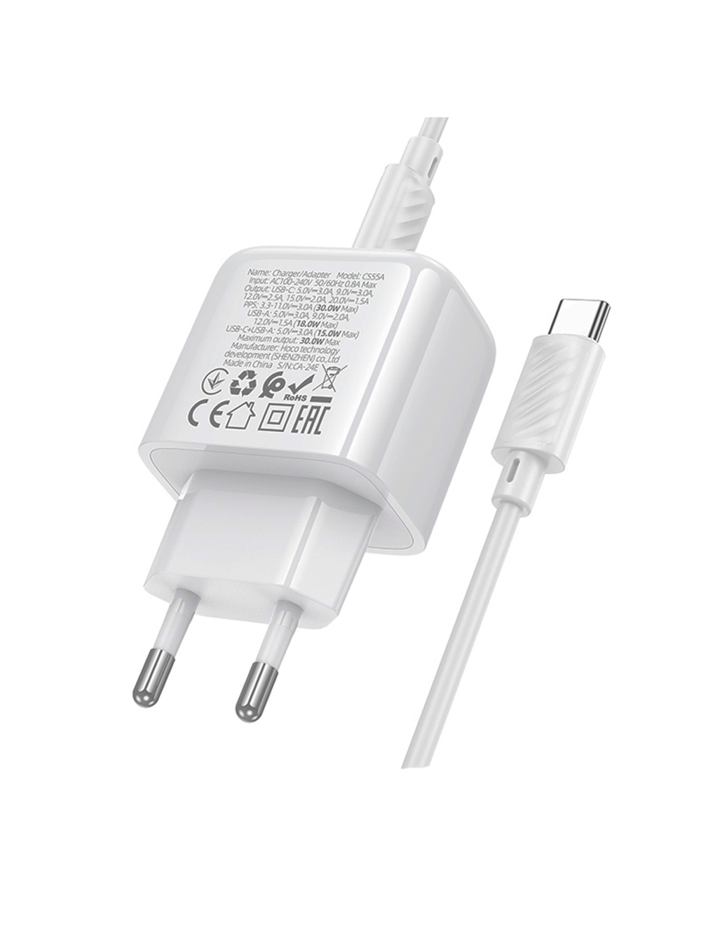 Сетевое зарядное устройство HOCO CS55A 30W с кабелем Type-C