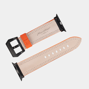 Ремешок для Apple Watch Ultra 49mm из кожи теленка черного цвета с оранжевой строчкой