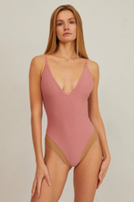 Купальник комбинированный "Пыльно-розовый"