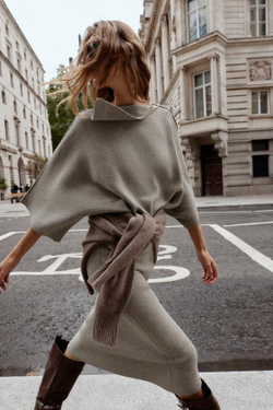 ZARA ТРИКОТАЖНАЯ ЮБКА МИДИ, ПЕСОЧНЫЙ МЕЛАНЖ