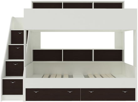 Двухъярусная кровать КарИВи Голден Кидс 10 Белый  Венге