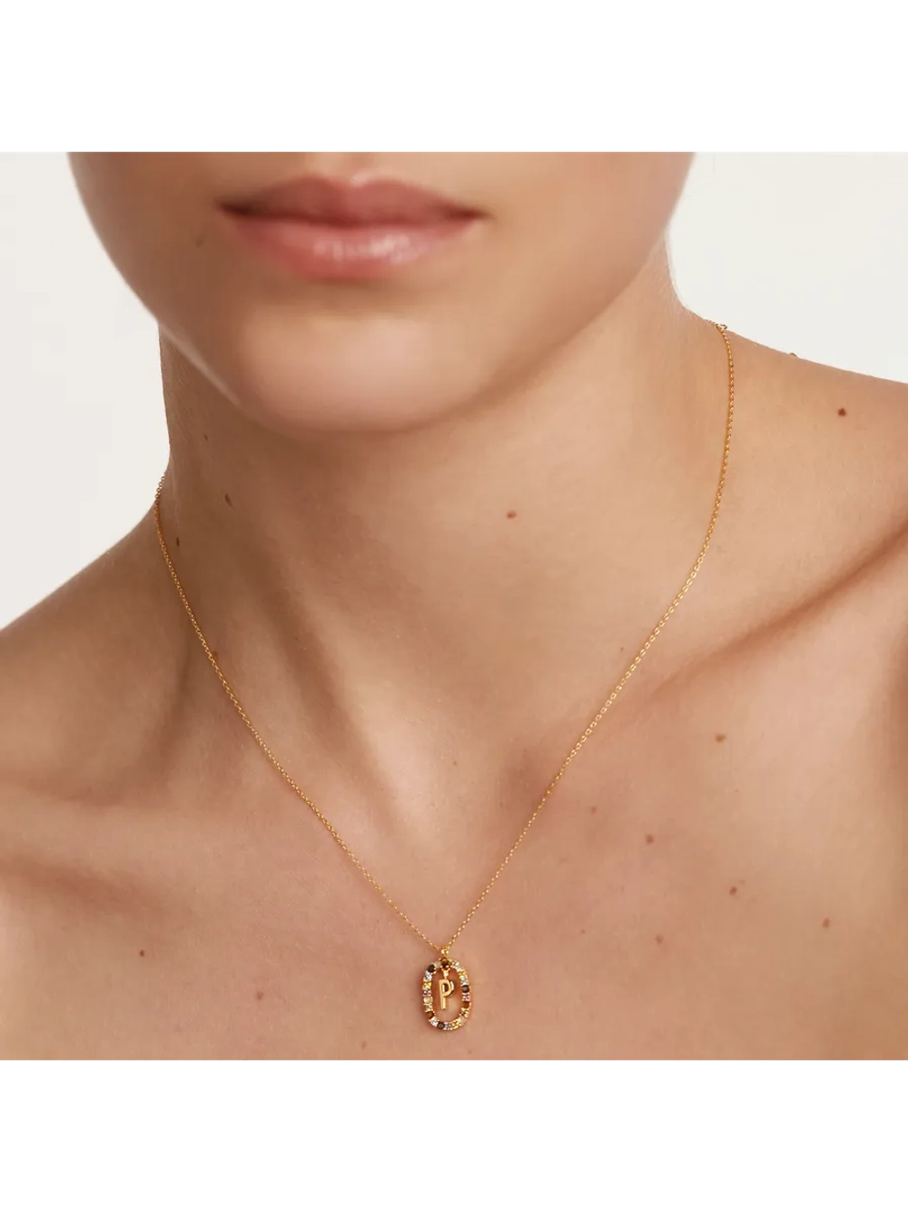Колье Буква P серебро 925 пробы покрытое золотом