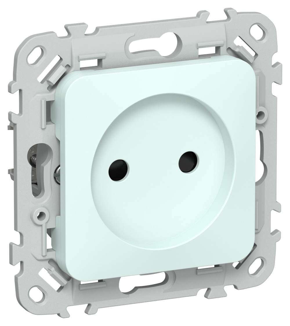 FLITE Розетка без заземления с защитными шторками безвинтовое крепление 10А РСш01-1-ФлХЛ холодный лед IEK