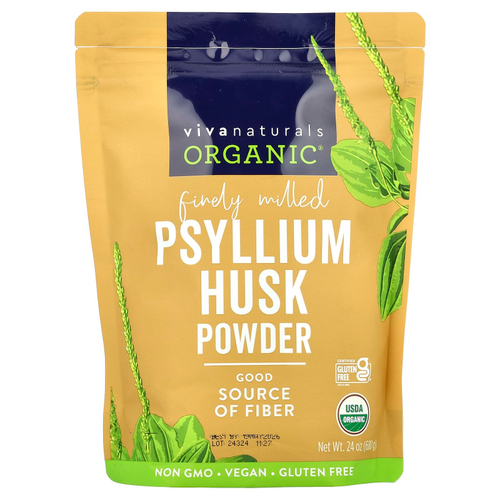 Viva Naturals, Порошок из органической шелухи семян подорожника, 680 г (24 унции)