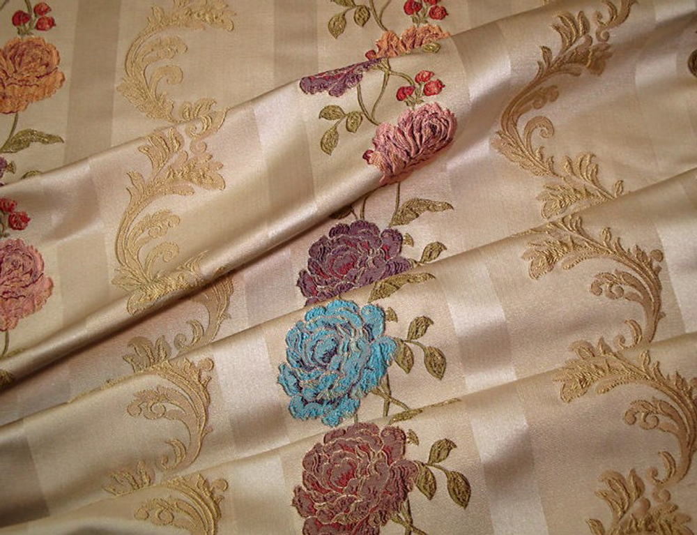 Жаккард Букет полоса большая лазурь