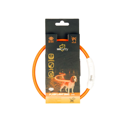 Ошейник для собак светящийся, оранжевый DUVO+