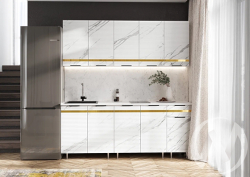 Кухня Милена 2;0м (белый/мрамор белый софт/антарес)