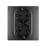 Розетка двойная с заземлением со шторками в сборе 16А 250В антрацит ETIKA Legrand