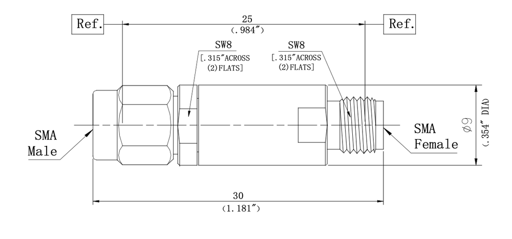 LT-DC-SMAMF-26.5GHZ, Ограничитель постоянного напряжения (DC Block), SMA (вилка/розетка), 26.5 ГГц