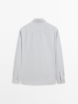 Massimo Dutti Рубашка из поплина в полоску, темно-синий