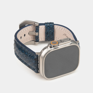 Ремешок для Apple Watch Ultra 49mm из кожи питона, синего цвета