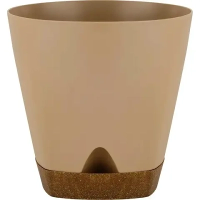 Горшок для цветов InGreen WOOD D250мм 8л с прикорневым поливом молочный шоколад/бук
