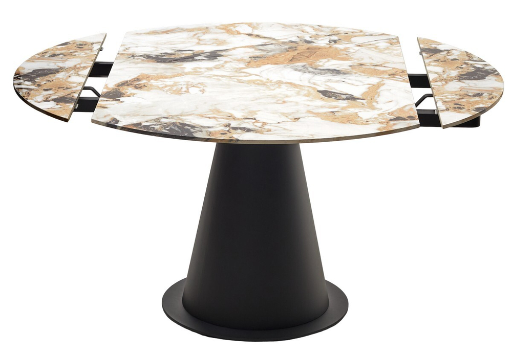 Стол TERAMO 135 GLOSS GRAND JADE SOLID CERAMIC, керамика, поворотн.механизм / Черный каркас, ®DISAUR