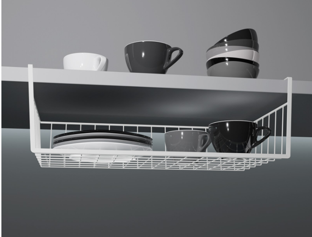 Корзина сетчатая навесная на полку Доляна, 40×25.5×14 см, белая