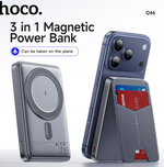 Портативный аккумулятор HOCO Q46 PD 20W MagSafe 5000 mAh + картхолдер (серый)