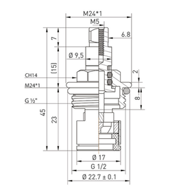 Кран-букса MELODIA керамика 1/2" квадрат (подх. к Ex-Promt) MKP34117WC