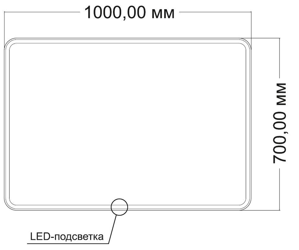 Зеркало Vincea LED VLM-3VC1007-2 1000х700 c сенсорным выключателем и диммером, антизапотевание