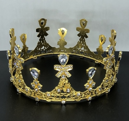 Корона со стразами 14*6,3см Золото, металл