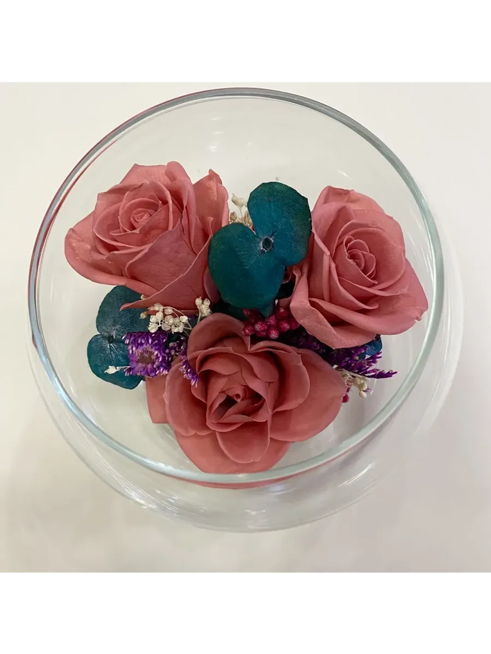 натуральные кустовые розы в стекле, вакуум*