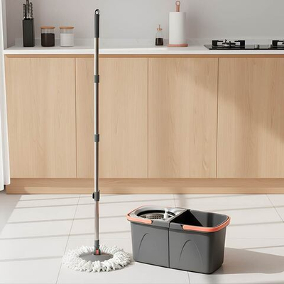 Набор для уборки: ведро 9л с отжимом, швабра с рукояткой 130см, насадка, LV-A03