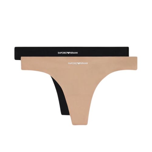 Женские трусы тонги набор из 2 штук (черный, телесный) Emporio Armani 163333_CC284 06220