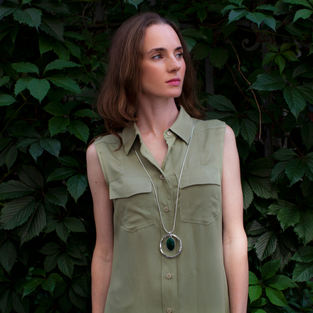 Колье Fiore Luna GREEN AGATE LN5145 G/S