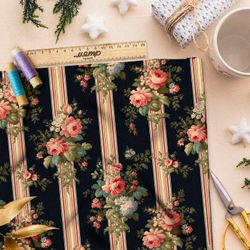 Ткань премиум мембрана букеты на полосках